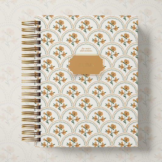 Caderno A5 Pautado - Tropical Laranja