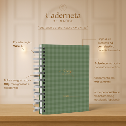 Caderneta de Saúde Menino - Xadrez Verde Sage