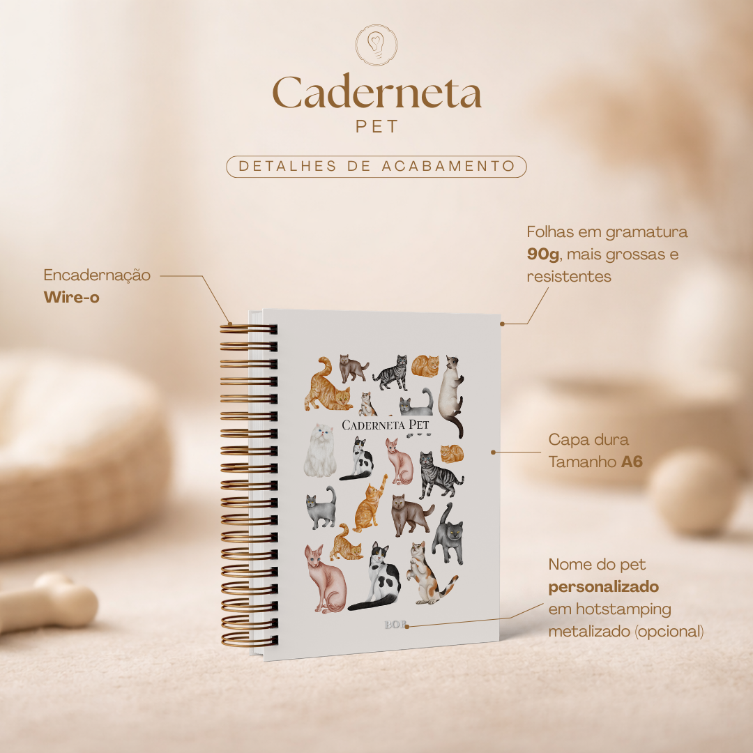 Caderneta PET - Gatos Aquarela
