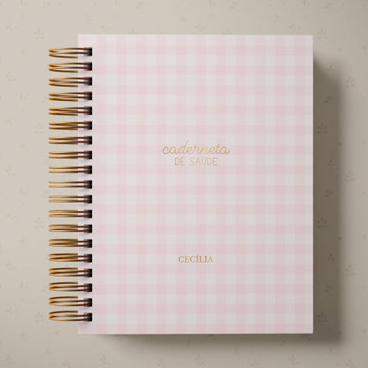 Caderneta de Saúde Menina - Xadrez Rosa Blush