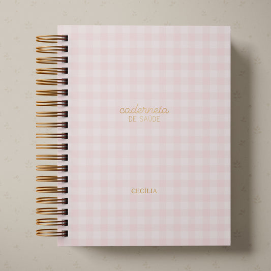 Caderneta de Saúde Menina - Xadrez Rosa Blush