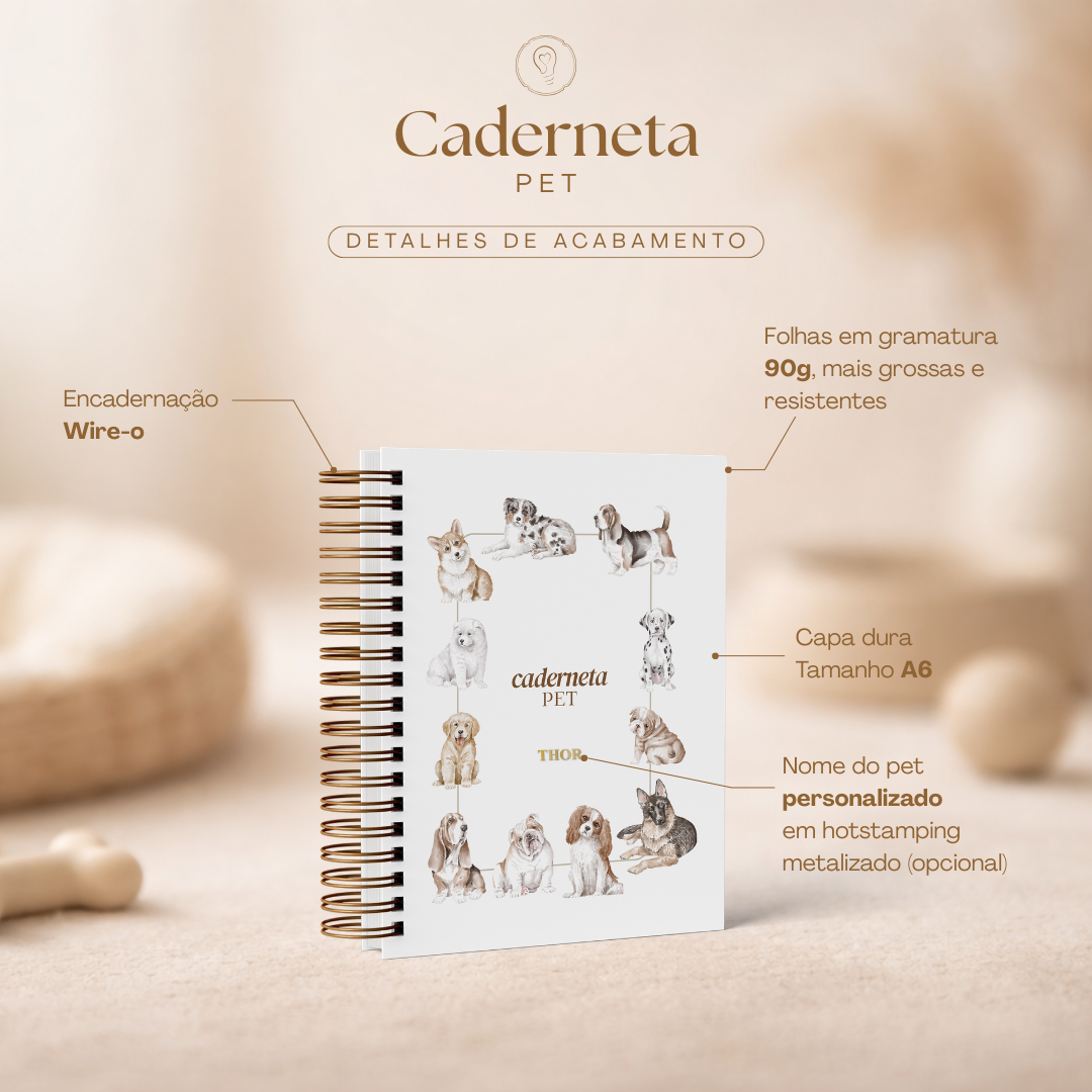 Caderneta PET - Cães Aquarela