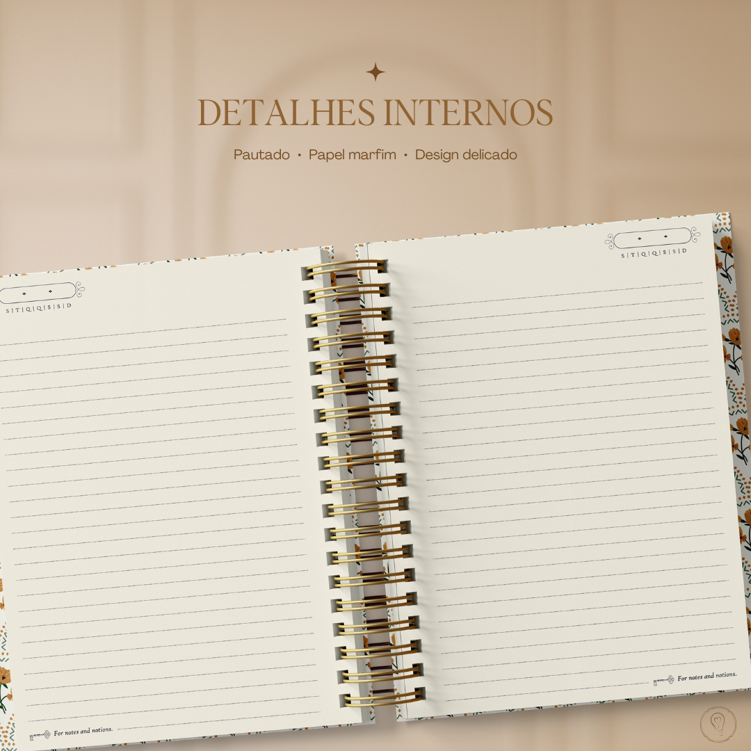 Caderno A5 Pautado - Tropical Laranja