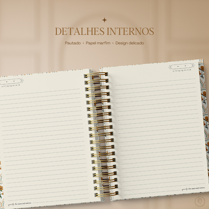Caderno A5 Pautado - Tropical Laranja